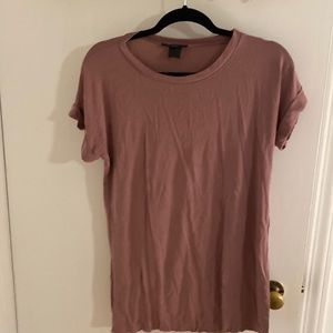 Long raw hem tunic t-shirt